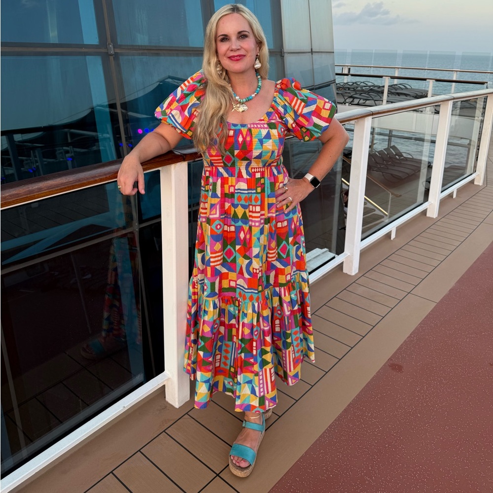 Antonio Melani Arabella Colorful Geometric Midi Dress Size S